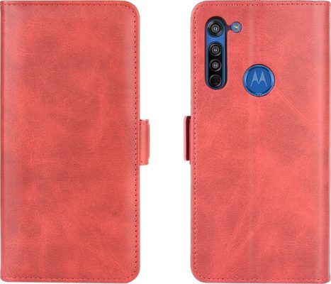 Mobigear Slim Magnet - Coque Motorola Moto G8 Etui Portefeuille - Rouge