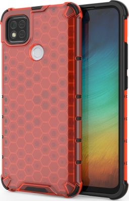 Mobigear Honeycomb - Coque Xiaomi Redmi 9C Coque Arrière Rigide Antichoc - Rouge