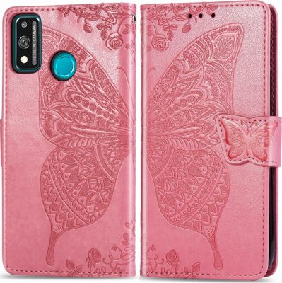 Mobigear Butterfly - Coque HONOR 9X Lite Etui Portefeuille - Rose