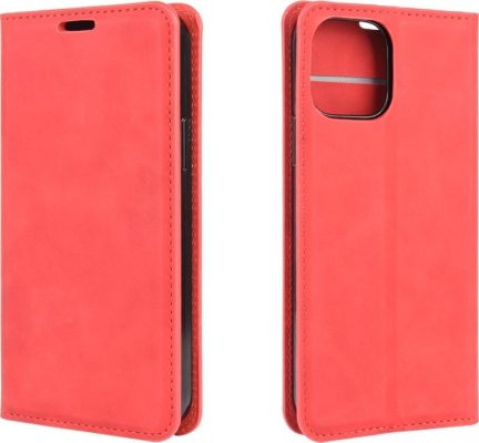 Mobigear Retro Slim - Coque Apple iPhone 12 Mini Etui Portefeuille - Rouge