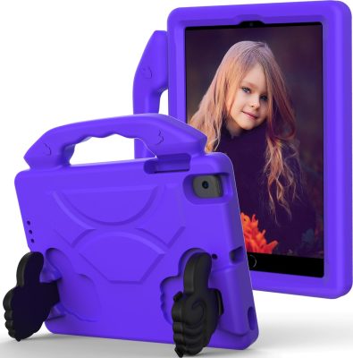 Mobigear Thumbs Up - Coque Apple iPad Mini 1 (2012) Coque de tablette pour enfants avec Poignée Enfants en EVA - Violet
