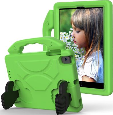 Mobigear Thumbs Up - Coque Apple iPad Mini 3 (2014) Coque de tablette pour enfants avec Poignée Enfants en EVA - Vert