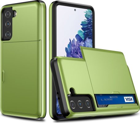 Mobigear Card - Coque Samsung Galaxy S21 Plus Coque Arrière Rigide Antichoc + Porte Carte - Vert