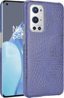 Mobigear Croco - Coque OnePlus 9 Pro Coque Arrière Rigide - Bleu