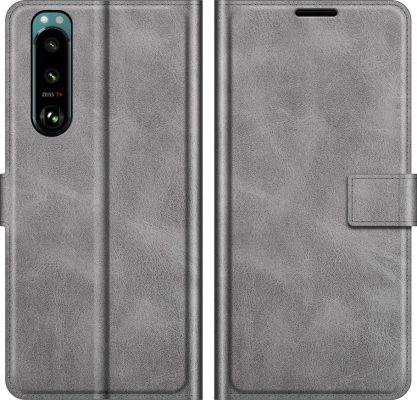 Mobigear Wallet - Coque Sony Xperia 5 III Etui Portefeuille - Gris