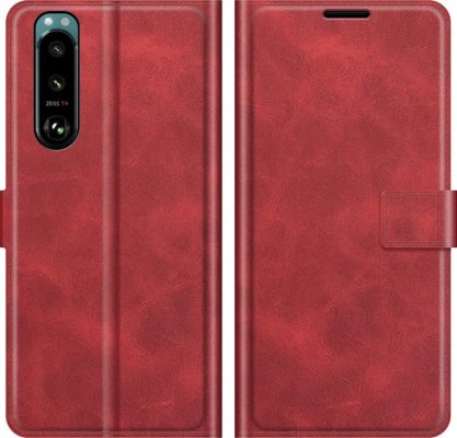 Mobigear Wallet - Coque Sony Xperia 5 III Etui Portefeuille - Rouge