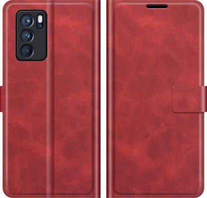 Mobigear Wallet - Coque OPPO Reno 6 Pro 5G Etui Portefeuille - Rouge