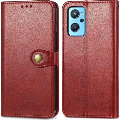 Mobigear Snap Button - Coque OPPO A76 Etui Portefeuille - Rouge