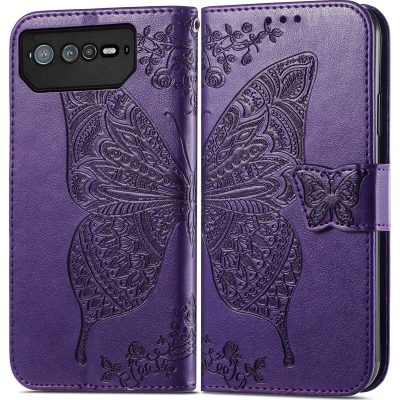 Mobigear Butterfly - Coque ASUS ROG Phone 6 Pro Etui Portefeuille - Violet