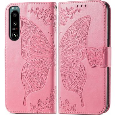 Mobigear Butterfly - Coque Sony Xperia 5 IV Etui Portefeuille - Rose