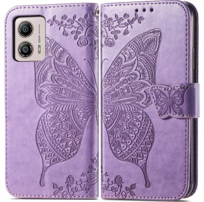 Mobigear Butterfly - Coque Motorola Moto G53 5G Etui Portefeuille - Violet
