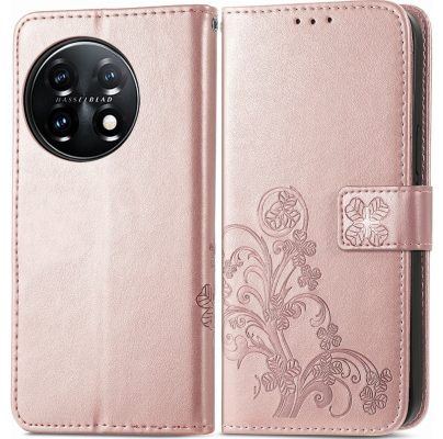 Mobigear Flowers - Coque OnePlus 11 Etui Portefeuille - Rose doré
