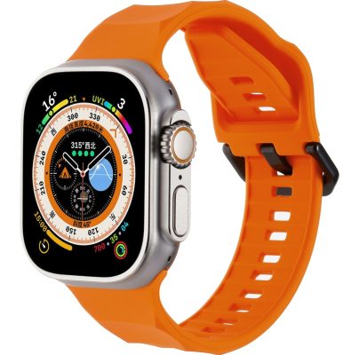 Mobigear Sports - Bracelet Apple Watch Ultra (49mm) en Silicone Souple Fermetureà boucle - Orange