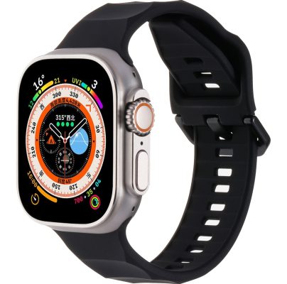 Mobigear Sports - Bracelet Apple Watch Ultra (49mm) en Silicone Souple Fermetureà boucle - Noir