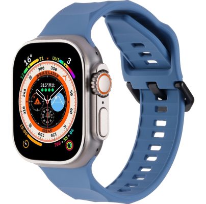 Mobigear Sports - Bracelet Apple Watch Series 5 (44mm) en Silicone Souple Fermetureà boucle - Bleu