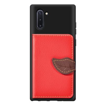 Mobigear Cards Wallet - Coque Samsung Galaxy Note 10 Coque arrière en TPU Souple + Porte Carte - Noir / Rouge
