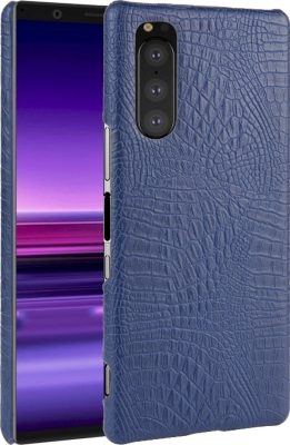 Mobigear Croco - Coque Sony Xperia 5 Coque Arrière Rigide - Bleu