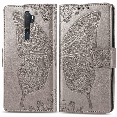 Mobigear Butterfly - Coque OPPO A9 (2020) Etui Portefeuille - Gris