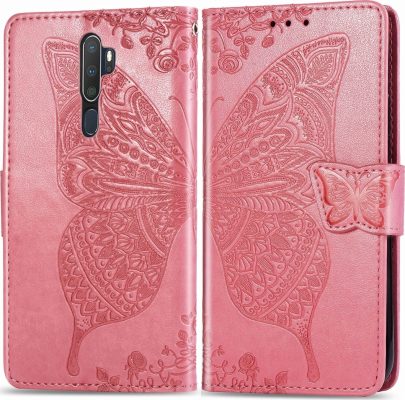 Mobigear Butterfly - Coque OPPO A5 (2020) Etui Portefeuille - Rose