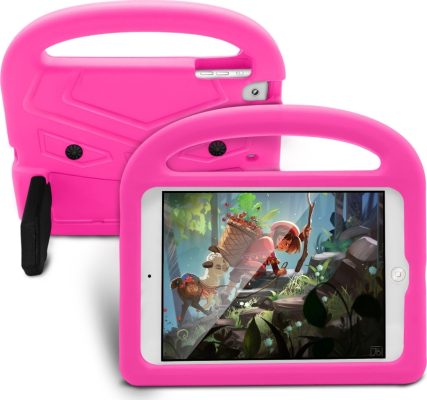 Mobigear Buddy - Coque Apple iPad Mini 5 (2019) Coque de tablette pour enfants avec Poignée Enfants en EVA - Rose