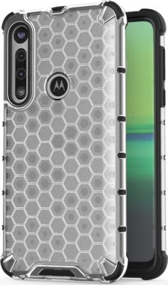 Mobigear Honeycomb - Coque Motorola Moto G8 Plus Coque Arrière Rigide Antichoc - Blanc