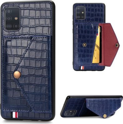 Mobigear Croco Wallet - Coque Samsung Galaxy A71 Coque arrière + Porte Carte - Bleu