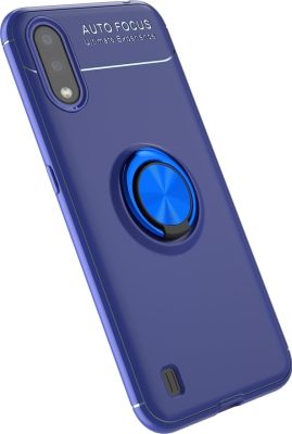 Mobigear Armor Ring - Coque Samsung Galaxy A01 Coque arrière en TPU Souple + Anneau-Support - Bleu