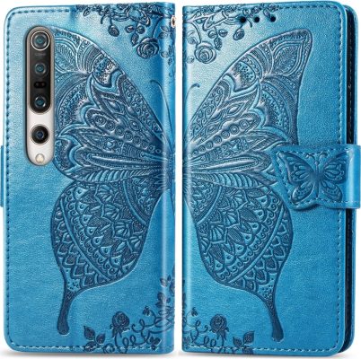 Mobigear Butterfly - Coque Xiaomi Mi 10 Etui Portefeuille - Bleu