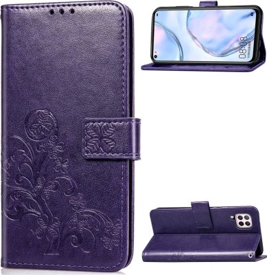 Mobigear Clover - Coque Huawei P40 Lite Etui Portefeuille - Violet