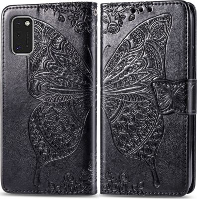 Mobigear Butterfly - Coque Samsung Galaxy A41 Etui Portefeuille - Noir