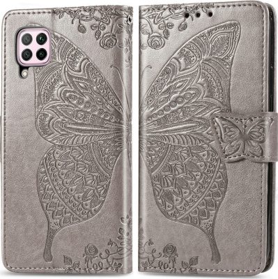Mobigear Butterfly - Coque Huawei P40 Lite Etui Portefeuille - Gris