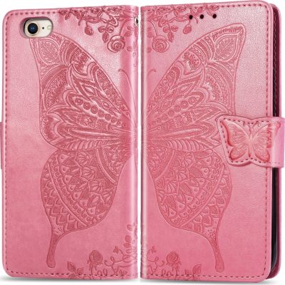 Mobigear Butterfly - Coque Apple iPhone SE (2022) Etui Portefeuille - Rose
