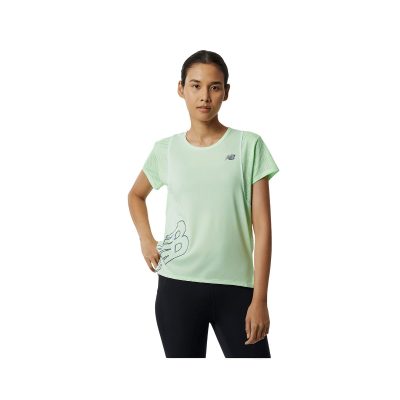 T-shirt à manches courtes New Balance imprimé Fast Flight Vert lime Femme