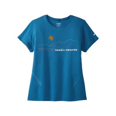 T-Shirt Brooks Distance 2.0 à Manches Courtes Bleu Femme