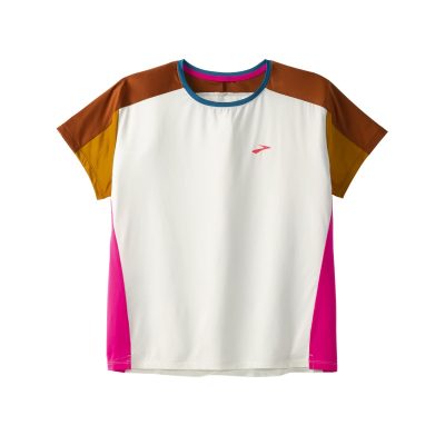 T-Shirt Brooks Sprint Free 2.0 à Manches Courtes Blanc Marron Femme