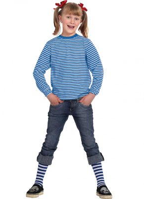T-shirt manches longues à rayures bleues et blanches enfant