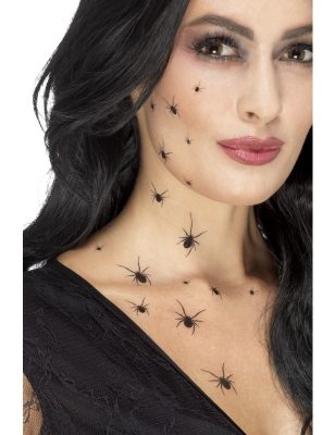 Tatouages temporaires araignées femme Halloween