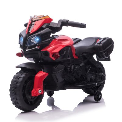 HOMCOM Moto électrique pour enfants 18-48 mois effets lumineux et sonores batterie rechargable 2 roues auxiliaires rouge noir