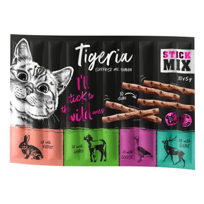 Tigeria Sticks 10 x 5 g pour chat - lot mixte II (lapin
