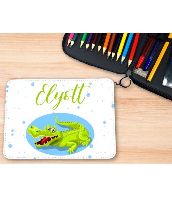 Trousse personnalisable remplie de crayons modèle crocodile