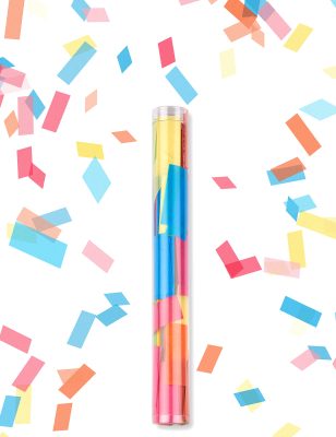 Tube lanceur de confettis rectangle multicolore 27 cm