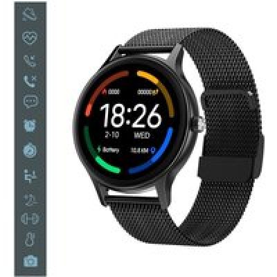 Montre connectée suivi activité sportive IP67 Noir bracelet métal