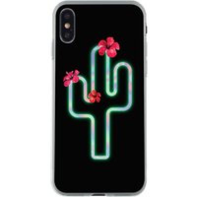 Coque rigide noire holographique cactus pour iPhone X/XS