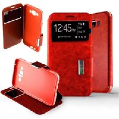 Etui Folio compatible Rouge Samsung Galaxy E7
