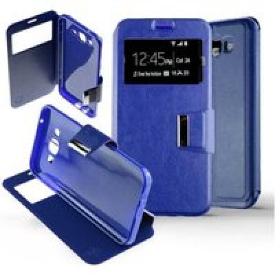 Etui Folio compatible Bleu Samsung Galaxy J7 2015