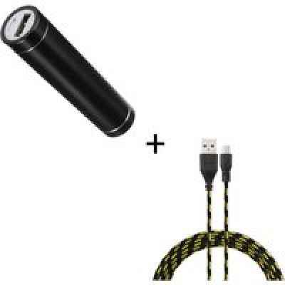Pack Batterie pour Smartphone Micro USB (Cable Tresse 3m + Batterie Chargeur Externe) Android Power Bank 2600mAh