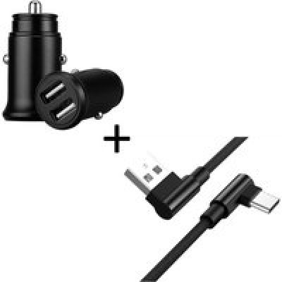 Pack pour Smartphone Type C (Cable 90 Fast Charge + Mini Double Prise Allume Cigare)