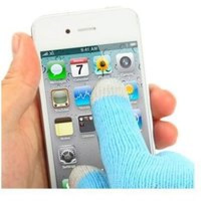 Gants Tactiles Pour Écran Digital Tablettes Smartphones Bleu Avec 3 Doigts Gris YONIS