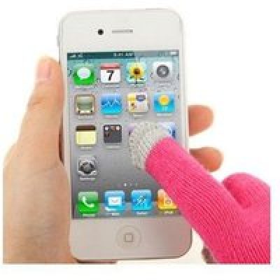 Gants Tactiles Pour Écran Digital Tablettes Smartphones Rose Avec 3 Doigts Gris YONIS