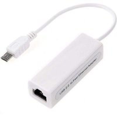 Adaptateur Ethernet RJ45 Micro USB smartphone tablette tactile ordinateur blanc